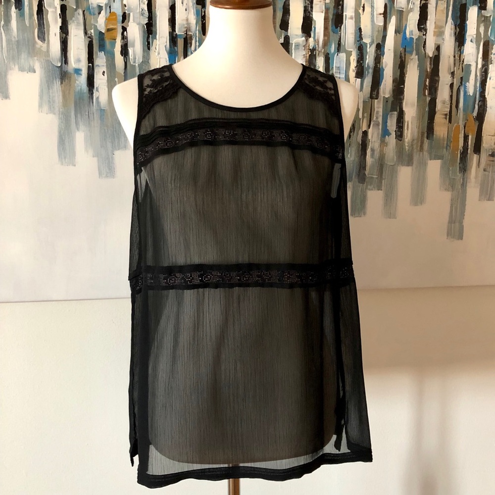 Express Sheer Sleeveless Black Top Size Medium